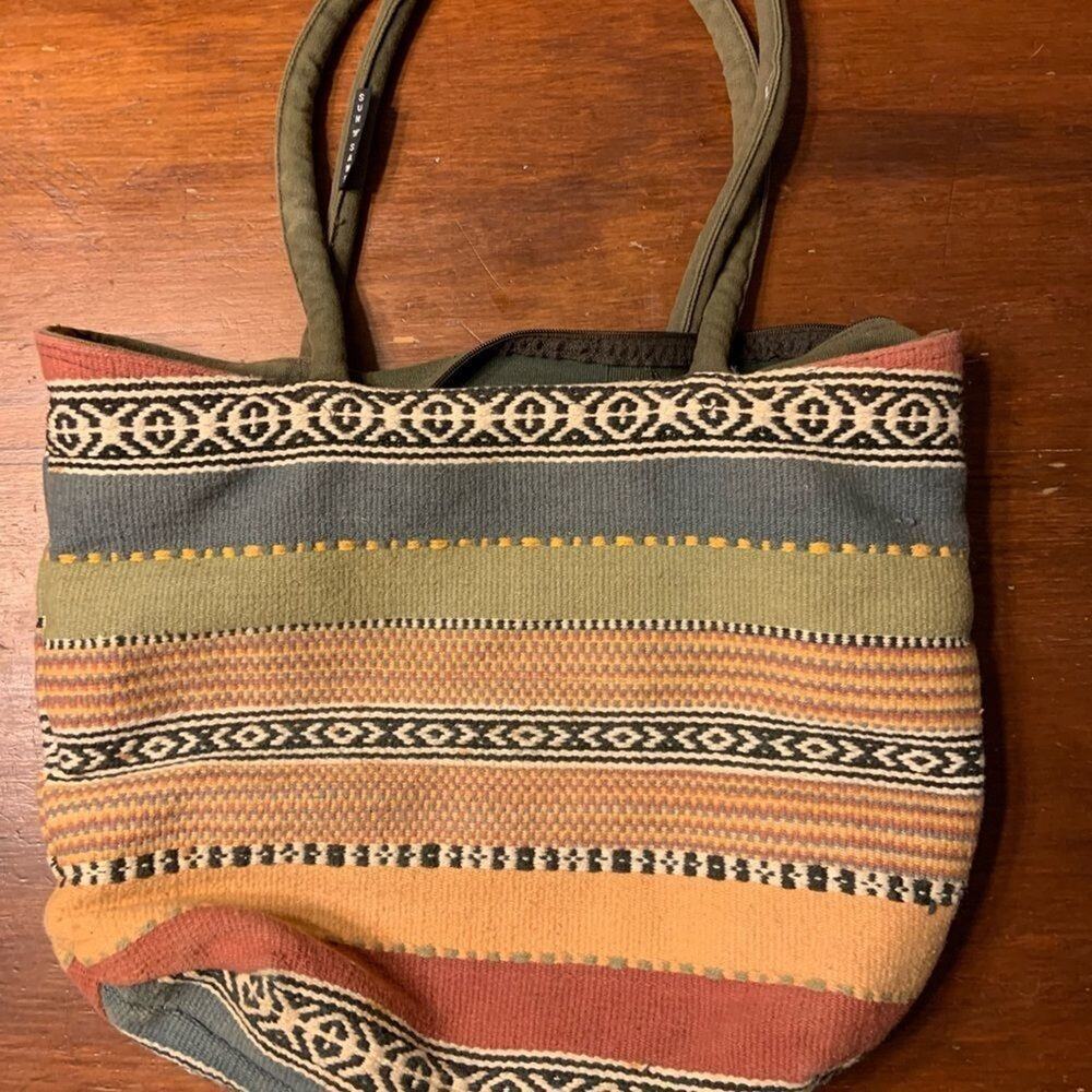 Sun and sand multicolored multi patterned tote bag shoulder bag purse. Fun! - Picture 5 of 8